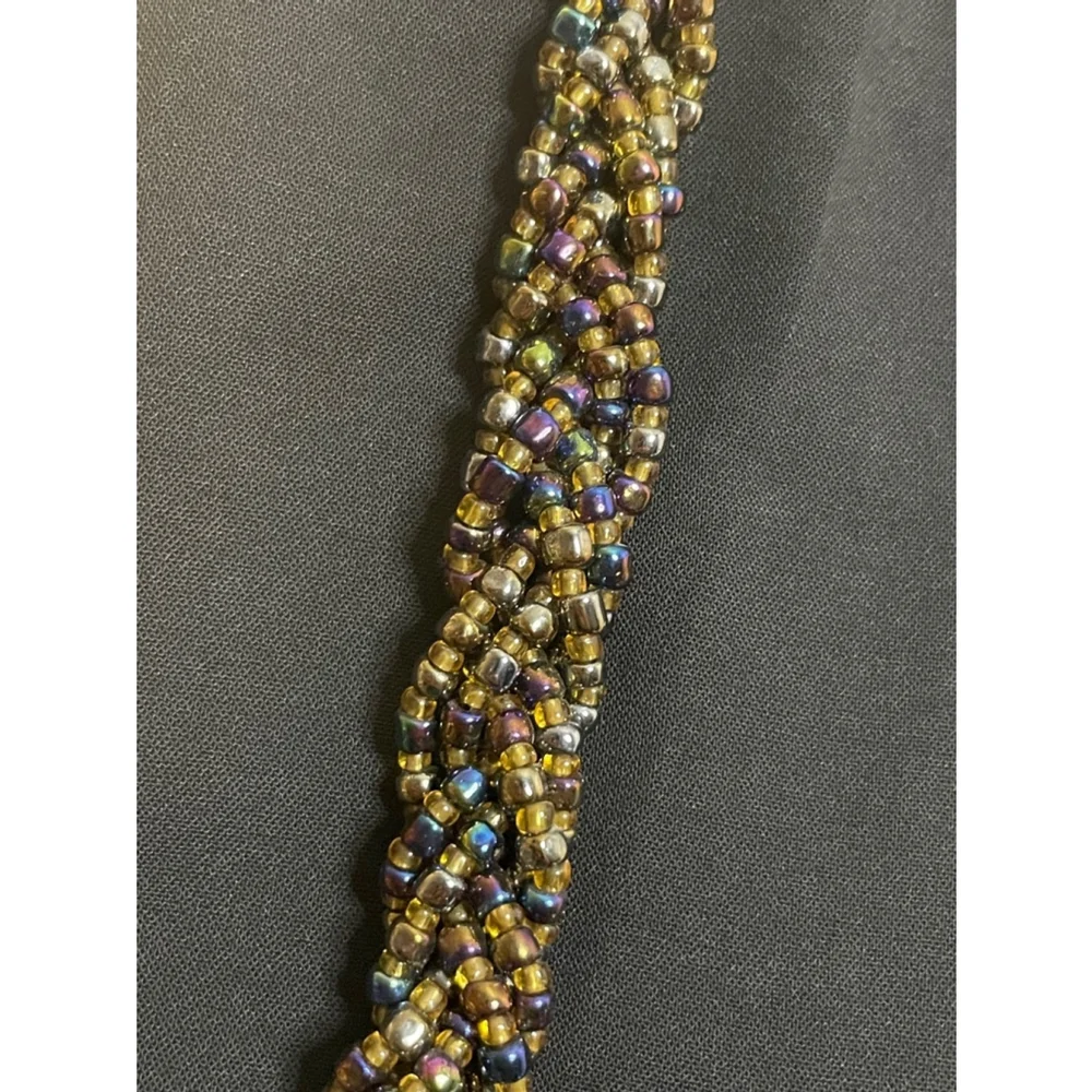 Large Boho Nautilus shell pendant Statement Necklace braided bead strands Beach - Picture 6 of 10